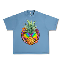 Pebble Blue pineapple and glasses Urban Heavy Tee - JahusDesignShop