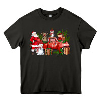 Asphalt Santa Snowman Reindeer Penguin Elf Christmas Truck Heavy Core Tee - BundleAndBundleShop