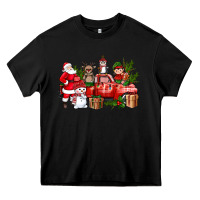 Black Santa Snowman Reindeer Penguin Elf Christmas Truck Heavy Core Tee - BundleAndBundleShop