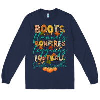 Navy boots flannels bonfires football Long Sleeve Tee - CowGirlArtShop