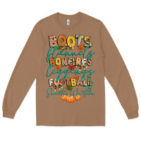 Boots Flannels Bonfires Football Long Sleeve Tee | Teevron