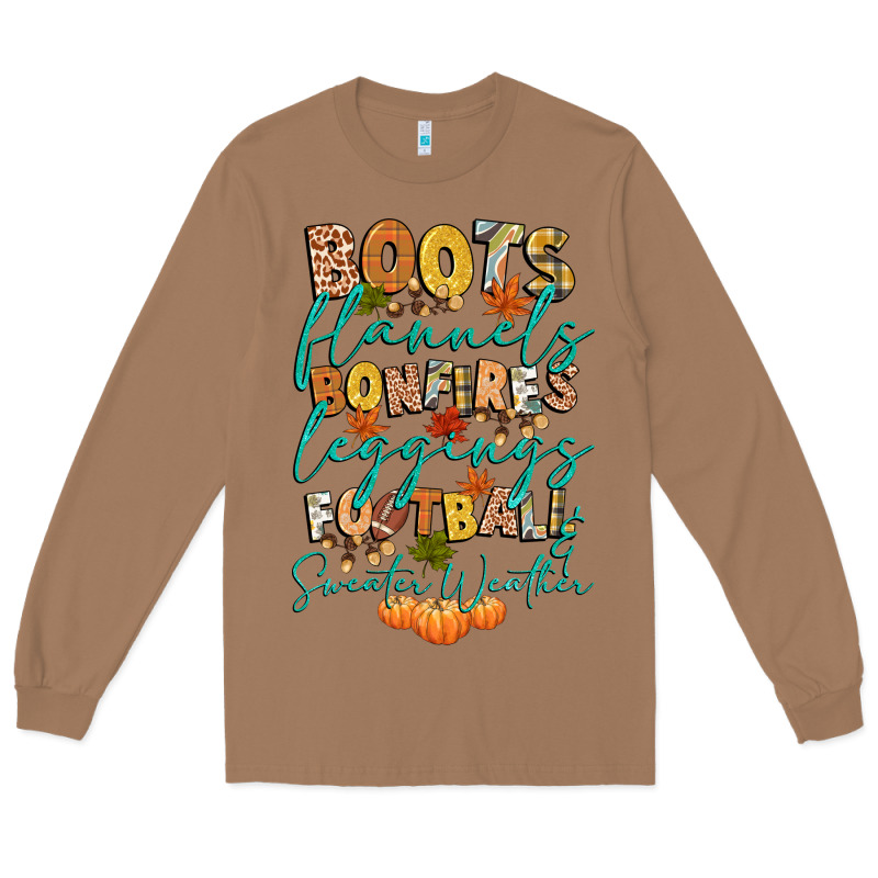 Boots Flannels Bonfires Football Long Sleeve Tee by CowGirlArtShop | Teevron