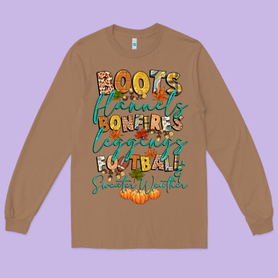Boots Flannels Bonfires Football Long Sleeve Tee Designed By Cowgirlartshop