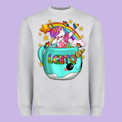 Lgbtq Unicorn And Narwhal Mug Heavyweight Sweatshirt Designed By Bundleandbundleshop