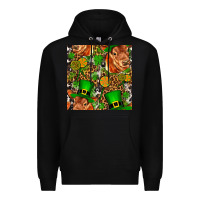 Black st patricks  cow with candy Premium Hoodie - FaDigitalArtStudio