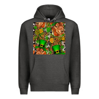 Charcoal Heather st patricks  cow with candy Premium Hoodie - FaDigitalArtStudio