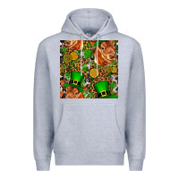 Heather Grey st patricks  cow with candy Premium Hoodie - FaDigitalArtStudio