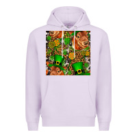 Lilac st patricks  cow with candy Premium Hoodie - FaDigitalArtStudio