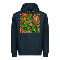 Navy st patricks  cow with candy Premium Hoodie - FaDigitalArtStudio
