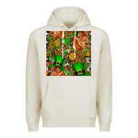 Oatmeal Heather st patricks  cow with candy Premium Hoodie - FaDigitalArtStudio
