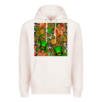 Pale Pink st patricks  cow with candy Premium Hoodie - FaDigitalArtStudio