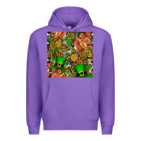 Purple st patricks  cow with candy Premium Hoodie - FaDigitalArtStudio