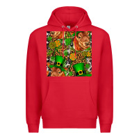 Red st patricks  cow with candy Premium Hoodie - FaDigitalArtStudio