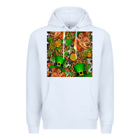 White st patricks  cow with candy Premium Hoodie - FaDigitalArtStudio