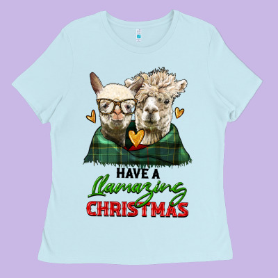 Have A Llamazing Christmas Alpaca Head Ladies Tee Designed By Lillyallendesigns
