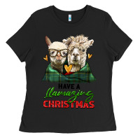 Black have a llamazing christmas alpaca head Ladies Tee - LillyAllenDesigns