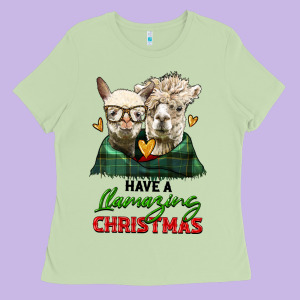 Have A Llamazing Christmas Alpaca Head Ladies Tee Designed By Lillyallendesigns