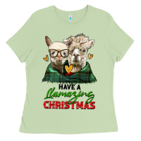 Matcha have a llamazing christmas alpaca head Ladies Tee - LillyAllenDesigns