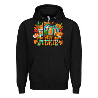 Black Pumpkin Spice Junkie Zipper Hoodie - CowhideDigitalArt