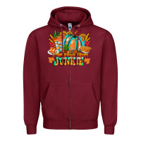 Burgundy Pumpkin Spice Junkie Zipper Hoodie - CowhideDigitalArt