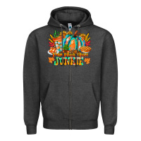 Charcoal Heather Pumpkin Spice Junkie Zipper Hoodie - CowhideDigitalArt