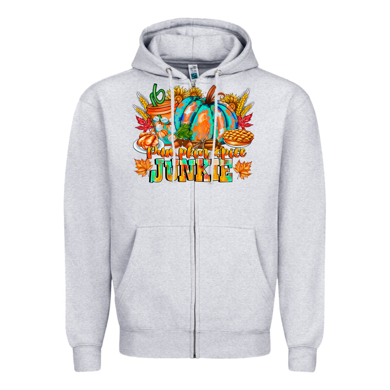 Pumpkin Spice Junkie Zipper Hoodie by CowhideDigitalArt | Teevron