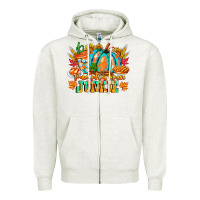 Oatmeal Heather Pumpkin Spice Junkie Zipper Hoodie - CowhideDigitalArt