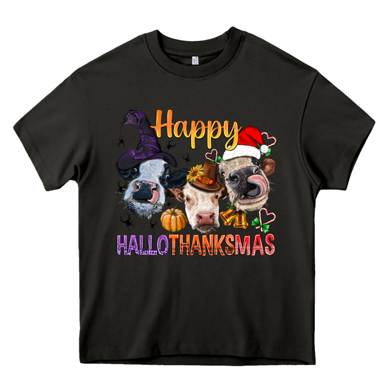 Happy Hallothanksmas Cows Heavy Core Tee by BundleAndBundleShop | Teevron