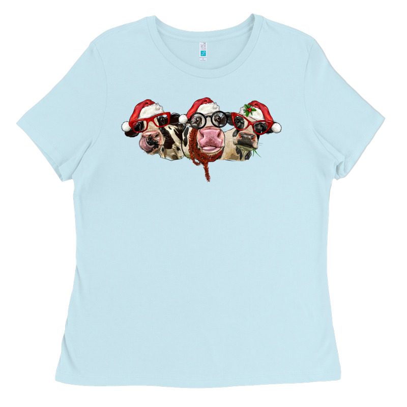 Christmas Holstein Cows Ladies Tee by LillyAllenDesigns | Teevron