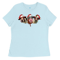 Baby Blue christmas holstein cows Ladies Tee - LillyAllenDesigns