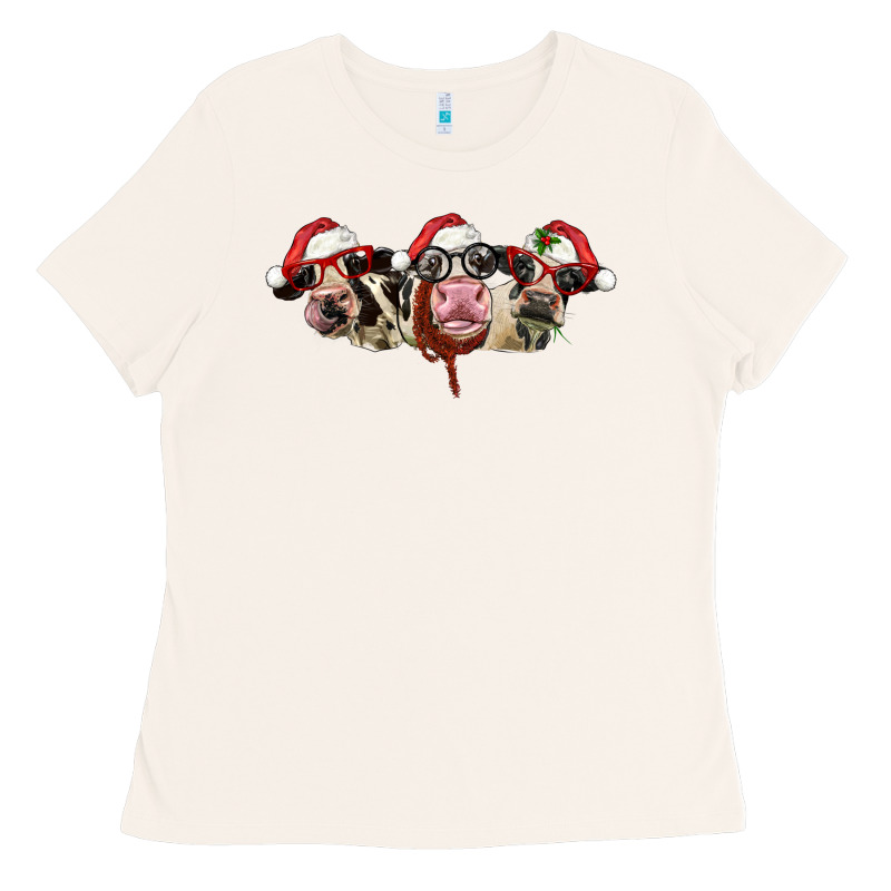 Christmas Holstein Cows Ladies Tee by LillyAllenDesigns | Teevron