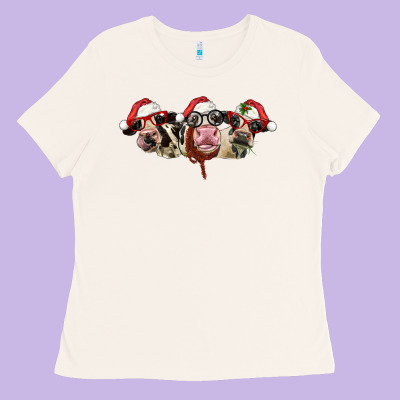 Christmas Holstein Cows Ladies Tee Designed By Lillyallendesigns