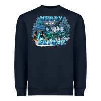 Navy merry and bright Heavyweight Sweatshirt - FaDigitalArtStudio