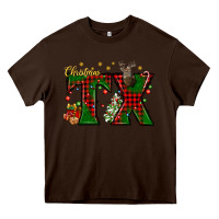 Chocolate Brown Christmas Texas With Deer Heavy Core Tee - BundleAndBundleShop