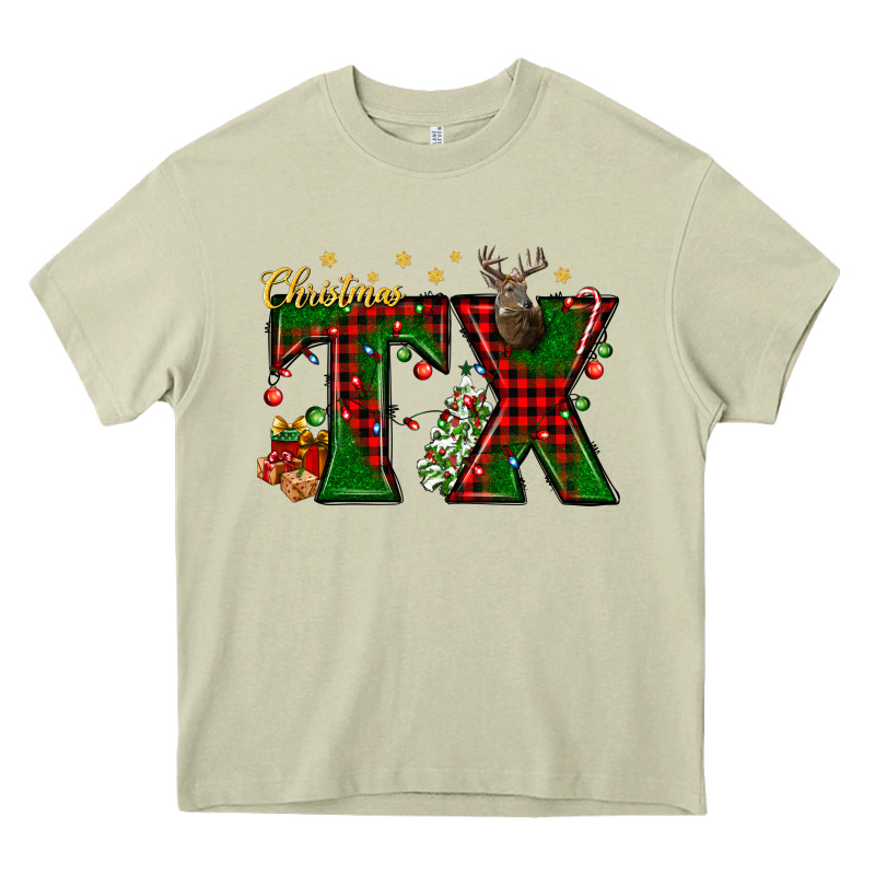 Christmas Texas With Deer Heavy Core Tee by BundleAndBundleShop | Teevron