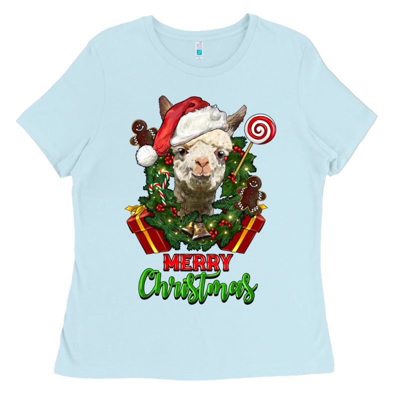 Merry Christmas Alpaca Face Ladies Tee by LillyAllenDesigns | Teevron