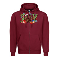 Burgundy festive joy Zipper Hoodie - CowhideDigitalArt