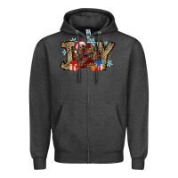 Charcoal Heather festive joy Zipper Hoodie - CowhideDigitalArt