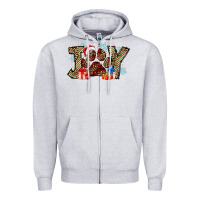 Heather Grey festive joy Zipper Hoodie - CowhideDigitalArt