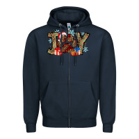 Navy festive joy Zipper Hoodie - CowhideDigitalArt