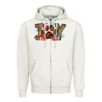 Oatmeal Heather festive joy Zipper Hoodie - CowhideDigitalArt