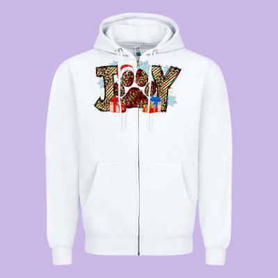 Festive Joy Zipper Hoodie Designed By Cowhidedigitalart