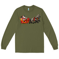 Army Green santa riding his sleigh with gifts Long Sleeve Tee - CowGirlArtShop