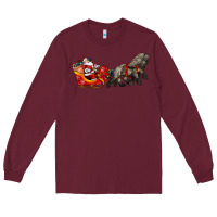 Burgundy santa riding his sleigh with gifts Long Sleeve Tee - CowGirlArtShop