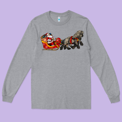 Santa Riding His Sleigh With Gifts Long Sleeve Tee Designed By Cowgirlartshop