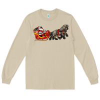 Mushroom santa riding his sleigh with gifts Long Sleeve Tee - CowGirlArtShop