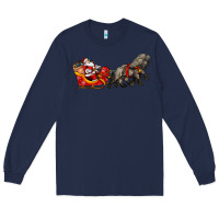 Navy santa riding his sleigh with gifts Long Sleeve Tee - CowGirlArtShop