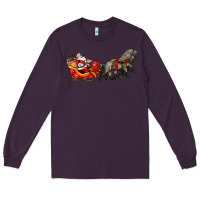 Plum santa riding his sleigh with gifts Long Sleeve Tee - CowGirlArtShop