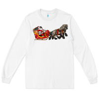 White santa riding his sleigh with gifts Long Sleeve Tee - CowGirlArtShop