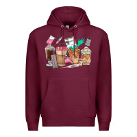 Burgundy Nurse Coffee Cups Premium Hoodie - FaDigitalArtStudio